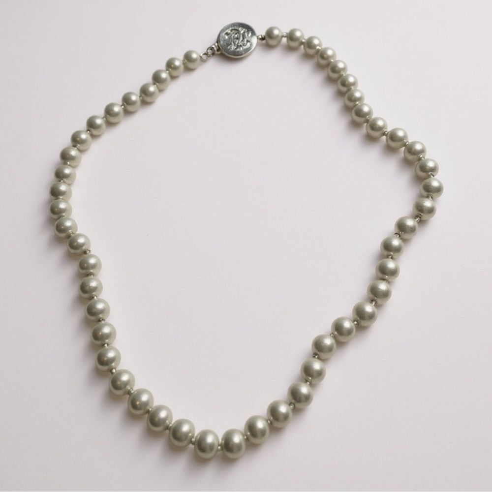 Vintage Faux Pearl Necklace with Silver Clasp – Bridal Wedding Jewelry